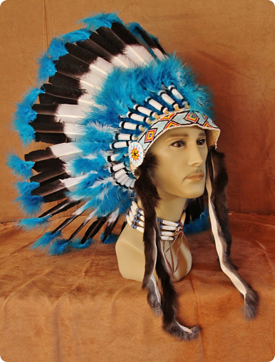 #wb585 Quality Native American Indian Chief Feather war bonnet Headdress 1 size 